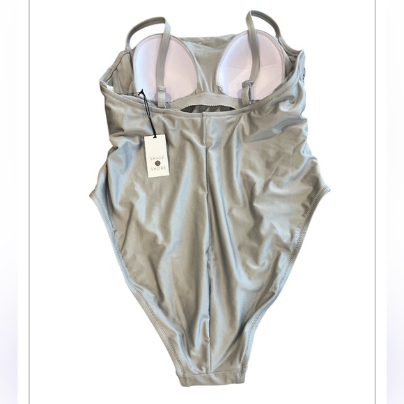 Women’s Shade & Shore New Size 17 Metallic Silver Gray One Piece Swimsuit - Picture 7 of 7